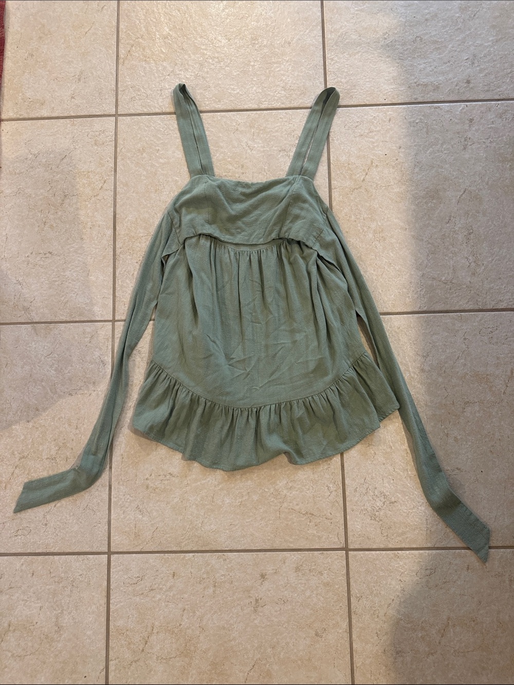 Woven Sage Ruffle Hem Women's Dress